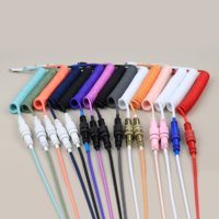 Câble USB-C enroulé à charge rapide 3A avec blindage en nylon tressé à double gaine en paracorde pour clavier mécanique, connecteur aviateur GX16