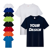 Kaus katun 100% kualitas tinggi grosir 190g versi reguler Fit Logo kustom cetak lengan pendek gaya kasual kaus putih kosong