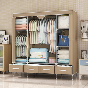 Fully Enclosed Cloth Wardrobe, Steel Tube, Thickened Reinforcement, Rental Room Storage