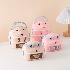 卡通双层饭盒PP盖便携式加热饭盒不锈钢饭盒 - Product Image 2