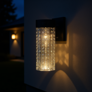 Lampada da parete a LED in cristallo impermeabile per esterni, 12 W, cilindrica, nera, luce bianca calda, 3500 K, confezione da 2 - Product Image 2