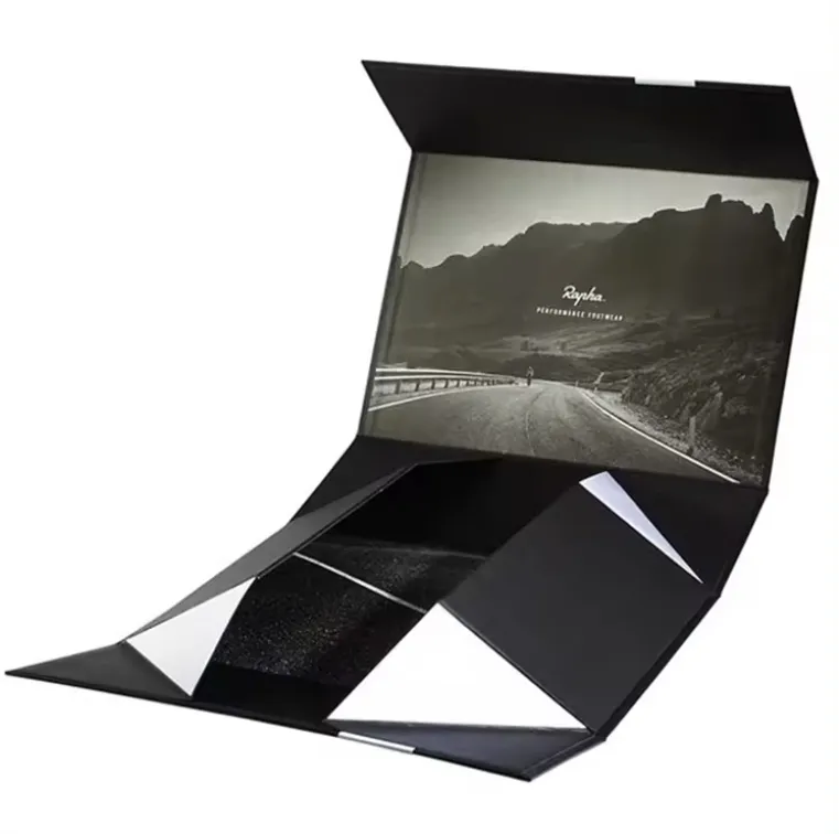 Emballage en papier de carton magnétique noir personnalisé de luxe boîtes d'emballage de cadeau en or estampé à chaud boîtes pliantes pliables