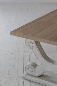 Renaissance classique antique éléments sculptés architecturaux français pin recyclé rétro longue table à manger en bois ensembles 8 chaises - Product Image 4