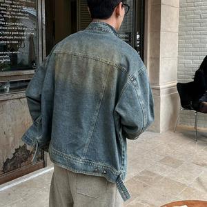 Giacca in Denim da uomo giacca in Denim autunno destrutturato cappotto Casual con cerniera stile Trendy - Product Image 5