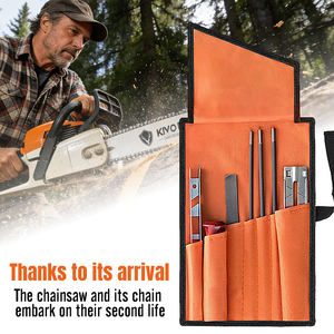 Kit de 10 limes d'affûtage pour tronçonneuse avec manche en bois, jauge de profondeur, <span class=keywords><strong>guide</strong></span> de ponçage et pochette à outils pour l'entretien des lames de tronçonneuse - Product Image 5