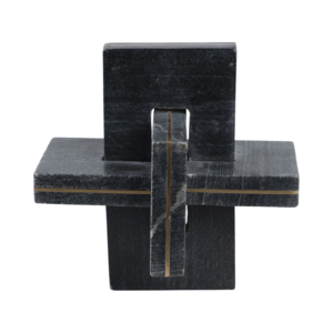 Scultura Geometrica in Marmo e Ottone a Nodo, Oggetto Decorativo Moderno in Pietra Intrecciata per Decorazione di Mensole - Product Image 3