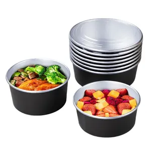 Custom High Quality Disposable Aluminum Foil Paper Bowl Thick Lunch Salad Fruit Takeaway black rice paper water bowl