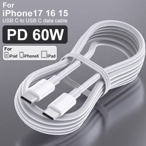 สายดาต้า USB C to USB C สำหรับ iPhone 17 16 15 รองรับ PD 60W ชาร์จเร็ว สายหุ้ม TPE ป้องกันสัญญาณรบกวน หัวต่อทองแดงแท้ - Product Image 1