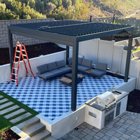 Moderne Classique 3x4m Elégant LED Pergola Gazebo Noir Aluminium Imperméable PVC Mur Terrasse Verre Mirador Pavillon Métal Nature