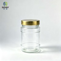 Pot alimentaire cylindrique en verre à double anse filetée, récipient transparent polyvalent pour la maison et la vente en gros commerciale