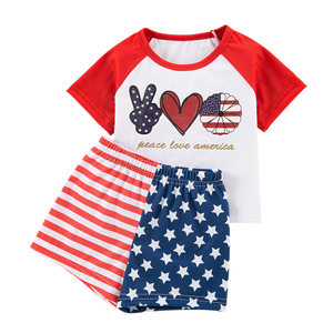 Jour de l'Indépendance bébé vêtements ensembles imprimé infantile t-shirt Shorts 2 pièces à manches courtes bébé garçon vêtements ensemble 6-36 <span class=keywords><strong>mois</strong></span> - Product Image 5