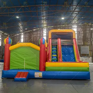 Rumah pantul tiup 0.55mm dengan perosotan Kastil lompat kering basah komersial bouncer untuk anak-anak dewasa dengan peniup udara