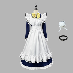 Natsumes Book Of Friends Cosplay Costume Women Navy Blue Maid Dress Full Set Adult Anime Costume - Product Image 1