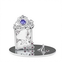 Cadre photo miniature en fer Crystocraft, décoré de cristaux taillés brillants, finition chromée fantaisie, pour chariot de mariage, 12x9,5 cm, 1 couleur