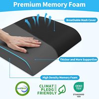 Grand coussin de siège ergonomique carré en mousse à mémoire de forme avec design orthopédique antidérapant pour soulager la sciatique et les douleurs au coccyx, lavable, noir