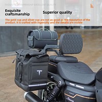 Accessoires QJMotor SRV400 V2 (Flash 400) : Barre de protection avant, dossier pliable, sacoches latérales en toile et support de coffre arrière