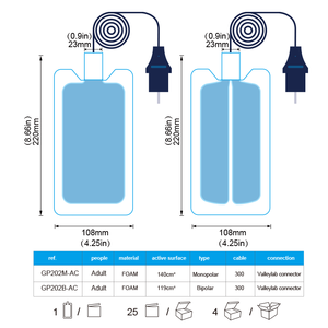 Plaques de mise à la terre électriques jetables en mousse bleue pour ESU, plaque négative bipolaire à usage chirurgical Valleylab avec câble de 3,0 m - Product Image 3