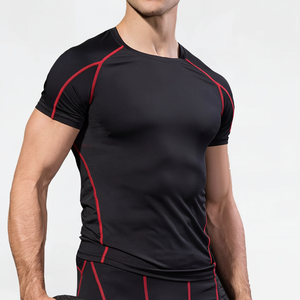 Camiseta de entrenamiento de compresión de manga corta para hombre, Camiseta deportiva de secado rápido, ropa de entrenamiento de capa Base atlética para correr en el gimnasio - Product Image 1