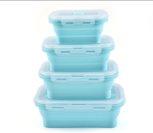 <b>Microwavable</b> Oven Safe of 4 Silicone Food Storage Containers Collapsible <b>Lunch</b> <b>Box</b> Set - Product Image 5