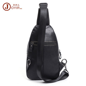 Joyir Men's Genuine Leather Chest <b>Bag</b> Large Capacity Outdoor Crossbody <b>Bag</b> Solid Color Black Summer 2023 - Product Image 2