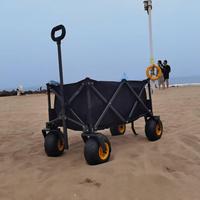 Chariot de plage et de camping pliable et étanche avec roues à ballons, chariot à main portable pour pique-nique et usage extérieur