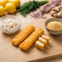 Tusuk Sate Cumi Goreng Beku Renyah Emas - Hidangan Pembuka Makanan Laut Berlapis Tepung Premium untuk Restoran & Pasokan Ritel