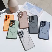 Casing Ponsel Mewah Warna-Blok dengan Tekstur Kulit, Magnetik, dan Penghilang Panas untuk Samsung Galaxy S26 S25 S24 S23 Ultra