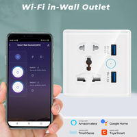 Stopkontak Dinding Pintar Wifi Tuya Dengan USB 5 Pin, Stopkontak Pintar Wifi Rumah Pintar, Kontrol Suara Alexa Google Home