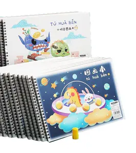 Cuaderno de bocetos con estampado en color A4 al por mayor, cubierta de papel revestido, material escolar, cuaderno espiral con logotipo y tapa vertical