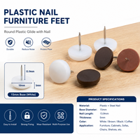 Patins de protection ronds en plastique pour meubles, 15 mm et 22 mm, installation facile pour chaises, tables, canapés et pieds en bois