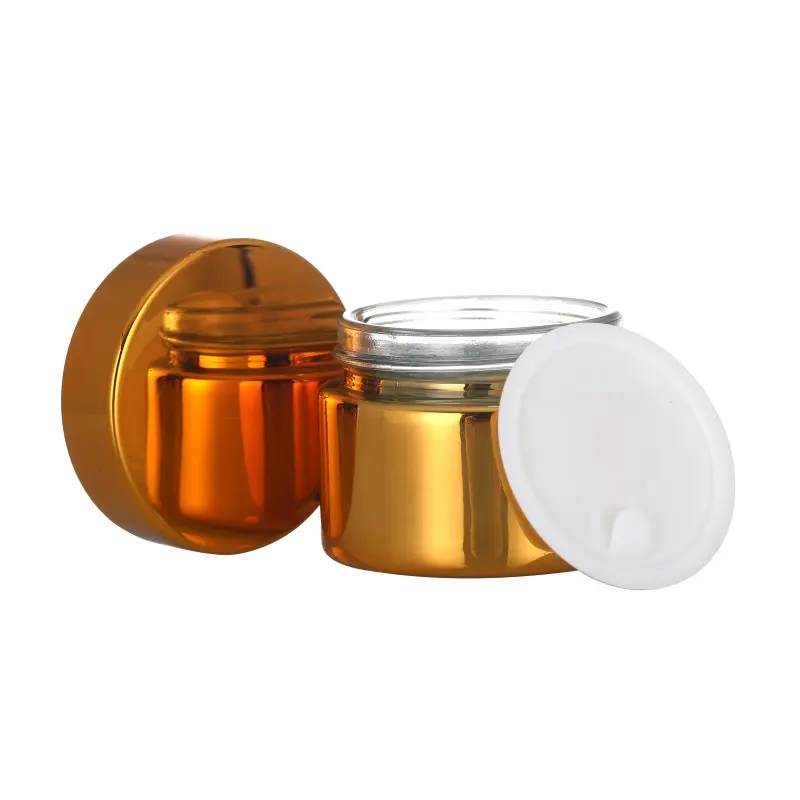 Wholesale Eye Moisturizing Essence Face Cream Skin Care Container Electroplating Gold Silver Glass Jar For Cosmetic 15g 30g 50g