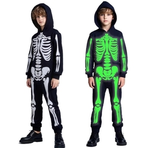 RICHSHINING Ventes chaudes Halloween Cosplay Party Costume de Grim Reaper squelette qui brille dans le noir pour fille et garçon - Product Image 5