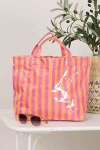 Bolsas de Mano Grandes de Vinilo a Rayas al por Mayor, Bolsas de Verano para Mujer para la Playa <span class=keywords><strong>o</strong></span> la Piscina, Bolsa de Mano Grande Brillante a Rayas - Product Image 4