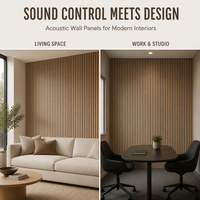 Panneaux muraux acoustiques modernes en bois massif cannelé avec insonorisation NRC 0.8 pour chambre, salle de sport, hall et salon - Décoration de studio en chêne