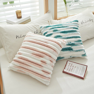 Fodera per cuscino quadrata in pelliccia sintetica a pelo lungo con tecnica batik e strisce geometriche, personalizzata, per divano, letto, <span class=keywords><strong>testiera</strong></span> e cuscino di supporto - Product Image 4