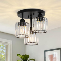Nouvelles lampes de plafond en cristal de verre LED de luxe K9 dorées pour la décoration de la maison, salon