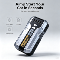 Démarreur de voiture 12V portable, booster de batterie automobile, batterie externe avec pinces intelligentes et lumière LED pour assistance d'urgence sur la route