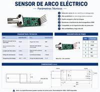 Sistema de Detección de Arco Eléctrico Fotoeléctrico, Área Activa de 20 m, Ángulo de Visión de 180°, Salida de 0~5 V, 0~10 V, 12 V CC, 5 V CC