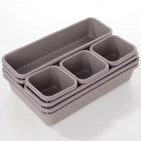Ensemble de 8 organiseurs de tiroirs de bureau modulaires, bacs de rangement en plastique personnalisables pour fournitures de bureau et accessoires technologiques