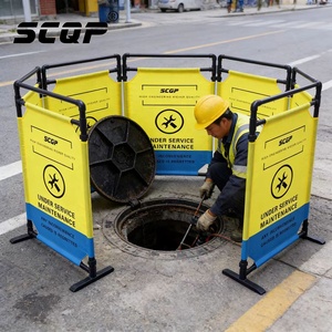 Barriera di Sicurezza Pieghevole Portatile in Plastica, Facilmente Assemblabile, per Esterni, Manutenzione Ascensori e Sicurezza - Product Image 1