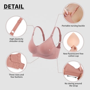 Ön açık dikişsiz emzirme hemşirelik sutyen ile ped kadın uyku emzirme süveteri hemşirelik sütyen - Product Image 5