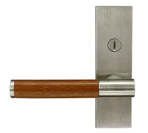 Combinaison de levier en bois manuel à bas prix de serrures de porte de salle d'intimité de poignée en aluminium pour porte en bois