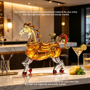 Botella de <span class=keywords><strong>Vodka</strong></span> y Whisky de Vidrio Borosilicato de 1 Litro con Forma de Caballo, con Tapón de Corcho y Calcomanía con Logotipo Personalizado - Product Image 5