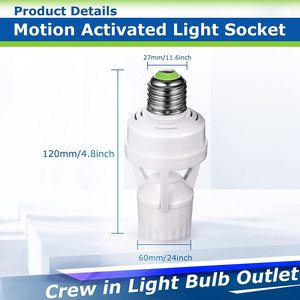 <span class=keywords><strong>Smart</strong></span> E26/<span class=keywords><strong>E27</strong></span> Détecteur de mouvement Prise de lumière Dawn Dusk Activated Lamp Holder Adapter Screw Bulb Outlet Catégorie de produit Lamp Bases - Product Image 2