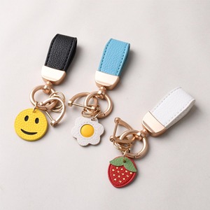 Creative Handmade Fashion Fruit Strawberry Orange Leather Light Keychain Back School High Quality <b>Cute</b> <b>Keyrings</b> Decoration Bag - Product Image 4
