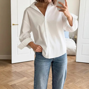 Camisas de Manga Larga Premium, Blusa Elegante de Chifón para Verano, Camisas de Oficina para <span class=keywords><strong>Mujer</strong></span>, <span class=keywords><strong>Camisa</strong></span> Blanca <span class=keywords><strong>Oversize</strong></span> con Botones - Product Image 2