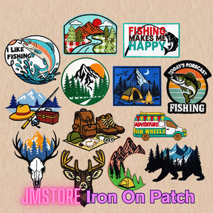 Parches Termoadhesivos Bordados Pequeños con Diseño de Grupo de Campamento Divertido para Vacaciones y Aventuras al Aire Libre, para Sudaderas con Capucha, Gorras y Bolsos - Product Image 1