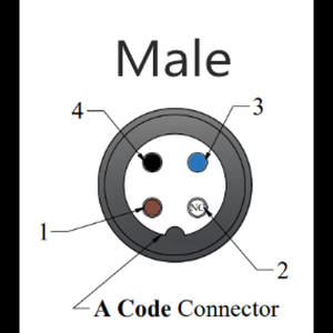 M12รหัสตัวผู้ตรง4พินพร้อมสายเคเบิล PVC SH 3*0.34 SQmm B PVC สายสีดำแบบไม่หุ้มฉนวน - Product Image 6