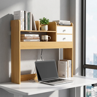 Étagère de bureau en bambou à 3 niveaux avec 2 tiroirs blancs, organiseur de bureau pour la maison, le bureau ou la salle d'étude