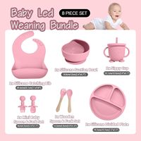 Ensemble pour manger pour bébés cuillère pour tout-petits bavoir pour enfants dîner sans BPA plaque à ventouse en silicone écologique bol tasse à boire lave-vaisselle